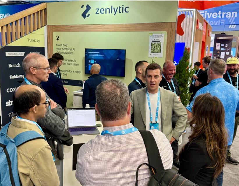 Drew Goulart & Zenlytic Team chatting to attendees about Zoë